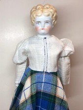 18  Antique Porcelain German Made China Head Blonde Cloth Body Doll A