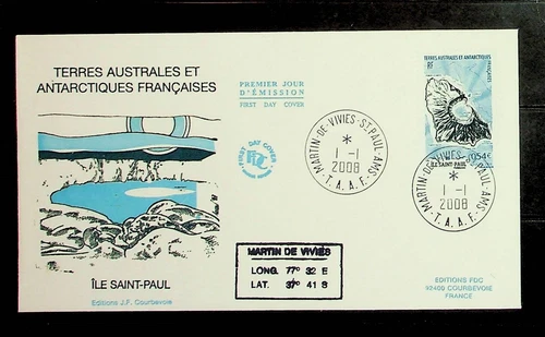 French Southern & Antarctic Territory Sc 398 - 2008 FDC - ISLAND