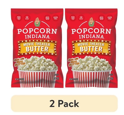 (2 pack) Popcorn Indiana Original Crispy Crunch Real Butter Movie Theater 5.5 oz