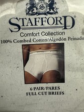 NEW Vintage Mens JCPenney Stafford Full-Cut Briefs 6 Pack Underwear Size 34 NOS