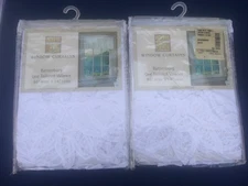 Lot of 2 White 100% Cotton Battenburg Tailored Valance 60 x 14 Savannah NEW