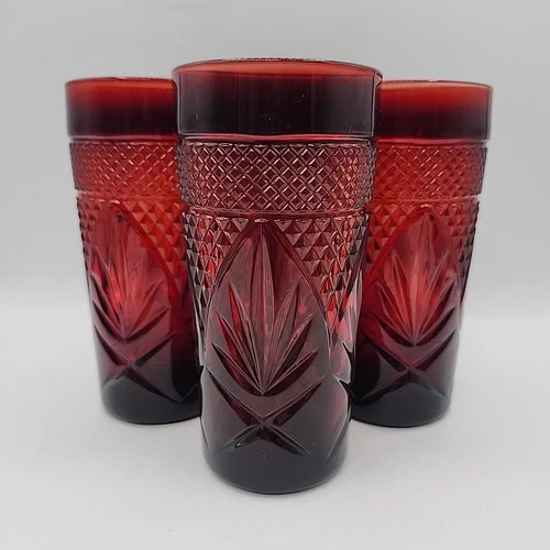 4 Vintage Luminarc Cristal D'Arques Durand Ruby Red Tumbler Glass France