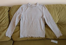Cat And Jack White Black Striped Long Sleeve Girl's Casual Shirt Size M 8