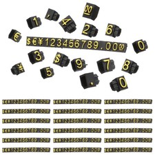 20 Set Price Tag Cube 2" x 0.2" Adjustable Counter Stand Label, Black Gold