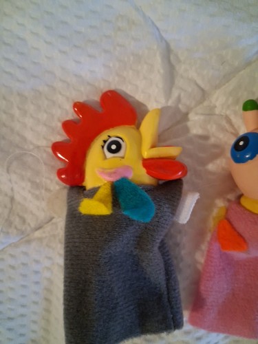 3 Rubber Vintage Finger Puppets 4". Rooster, Caterpillar, Duck. Steam Cleaned - Picture 2 of 10