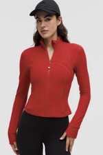 Lululemon Define Cropped Jacket Nulu Size 4 in Dark Red RARE . NWT Red Zipper