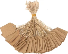 500Pcs Blank Tags with String, Brown Price Tags, 1.8x1.4Inch Kraft Paper Hanging