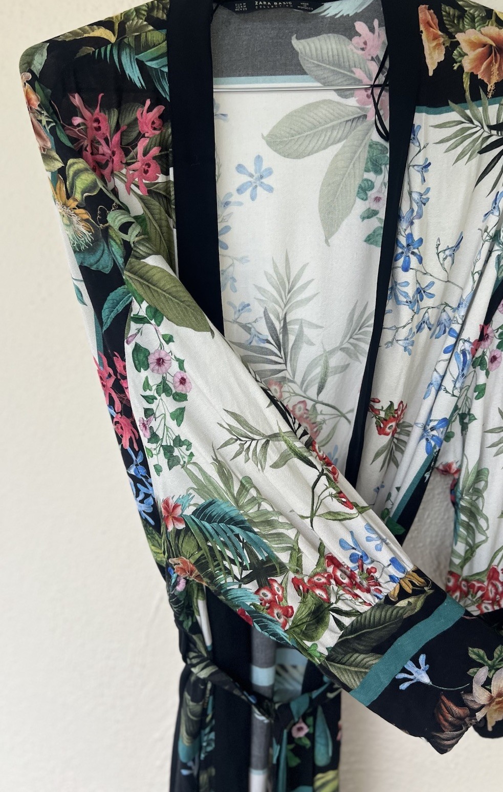 Zara Basic Collection Kimono Jacket M Floral Belt… - image 5