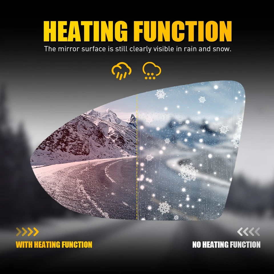 Espejo retrovisor térmico delantero izquierdo del lado del conductor de vidrio 1 pieza para Volkswagen Golf 2015-2021 EE. UU. Foto 2 de 4