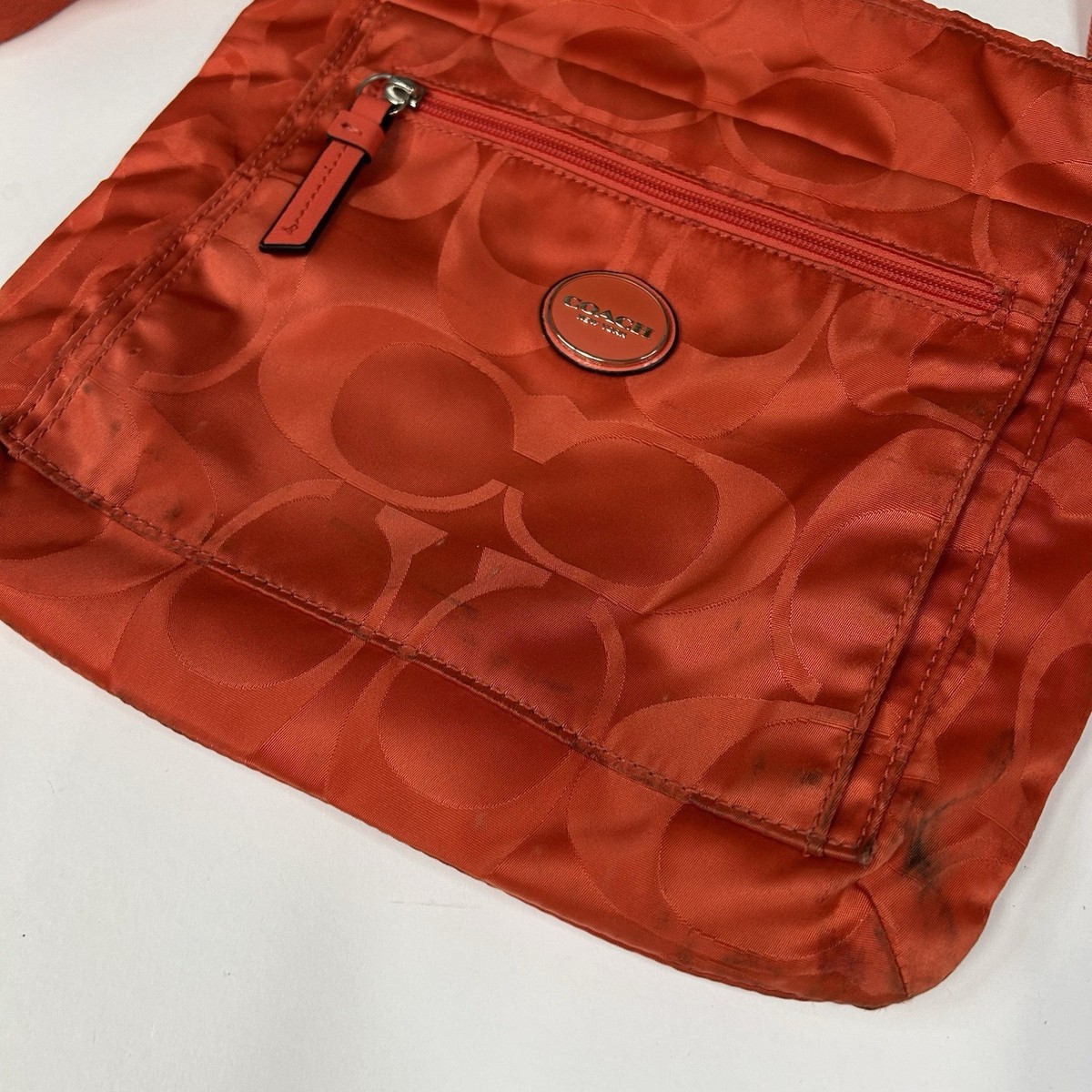 Y2K Coach Nylon File Crossbody Bag Getaway Signature C Orange Y2K Coach Nylon File Crossbody Bag Getaway Signature C Orange