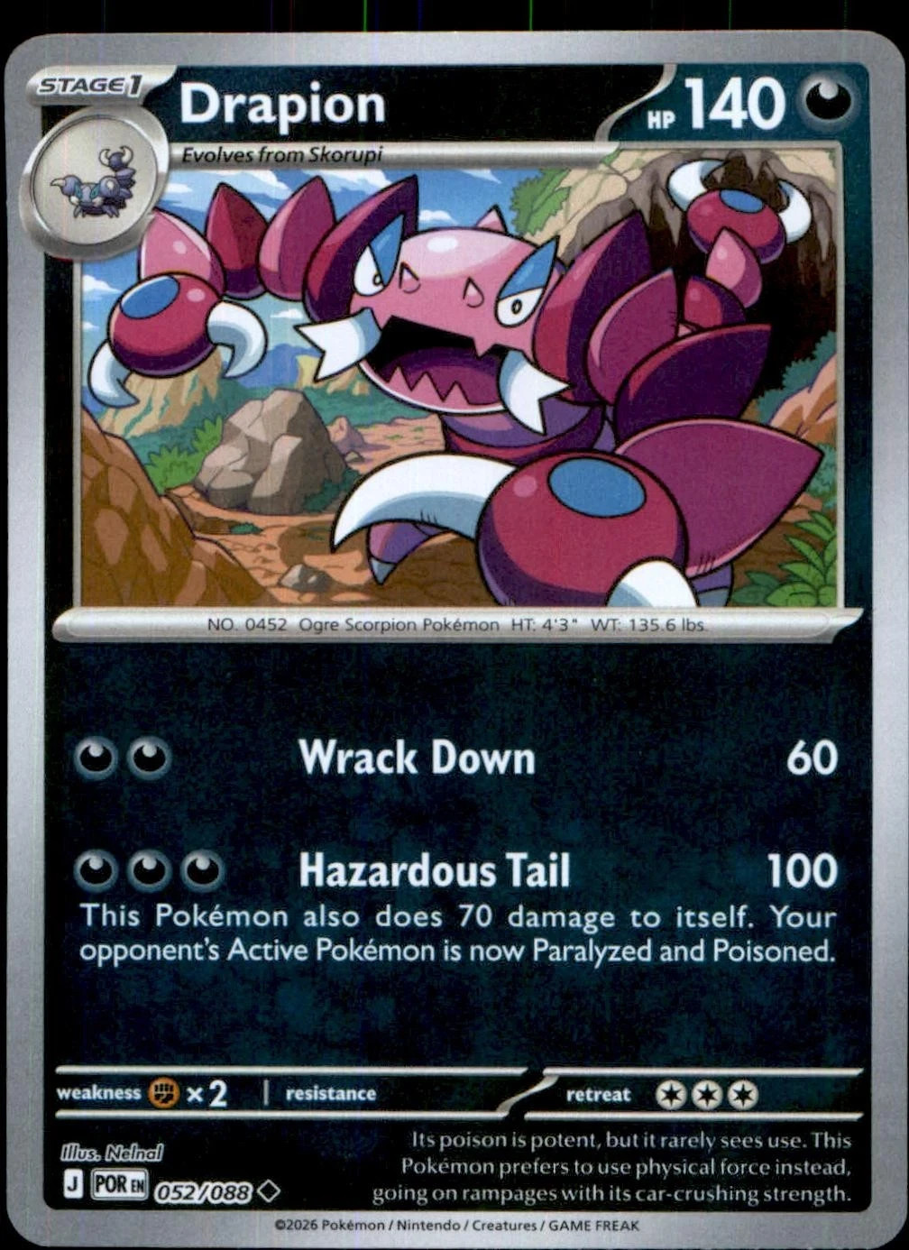 Drapion 052/088 Uncommon Perfect Order Pokemon Reverse Holo NM