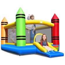 Inflatable Bounce House Kids Jumping Castle w/ Slide Ocean Balls Blower Excluded