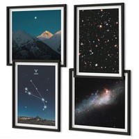 Fertiges Bilder Set Im Rahmen Kosmische Landschaften Von Galaxien Schwarz Rahmen