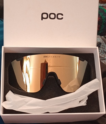 POC Devour Uranium Black Cycling Sunglasses Gold Mirrored Shield Replaceable