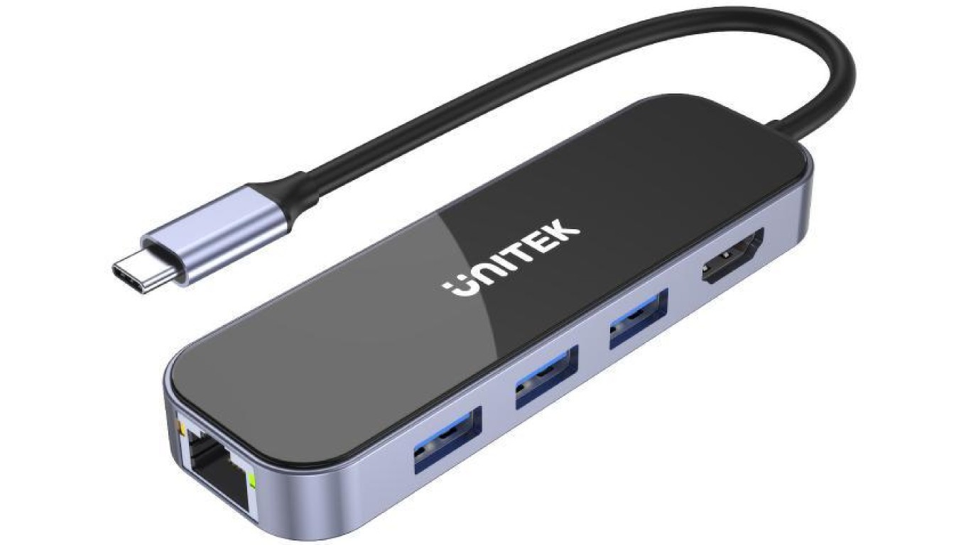 5902887070815 Концентратор USB-C 31 RJ-45 3xUSB-A HDMI 4K PD100W Unitek D1084A UNITEK 16690₽
