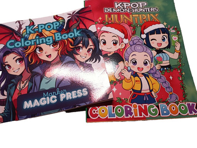 Set of 2 K-Pop Stars Color Book & Marker Magic Press Korean Pop Stars Anime Art