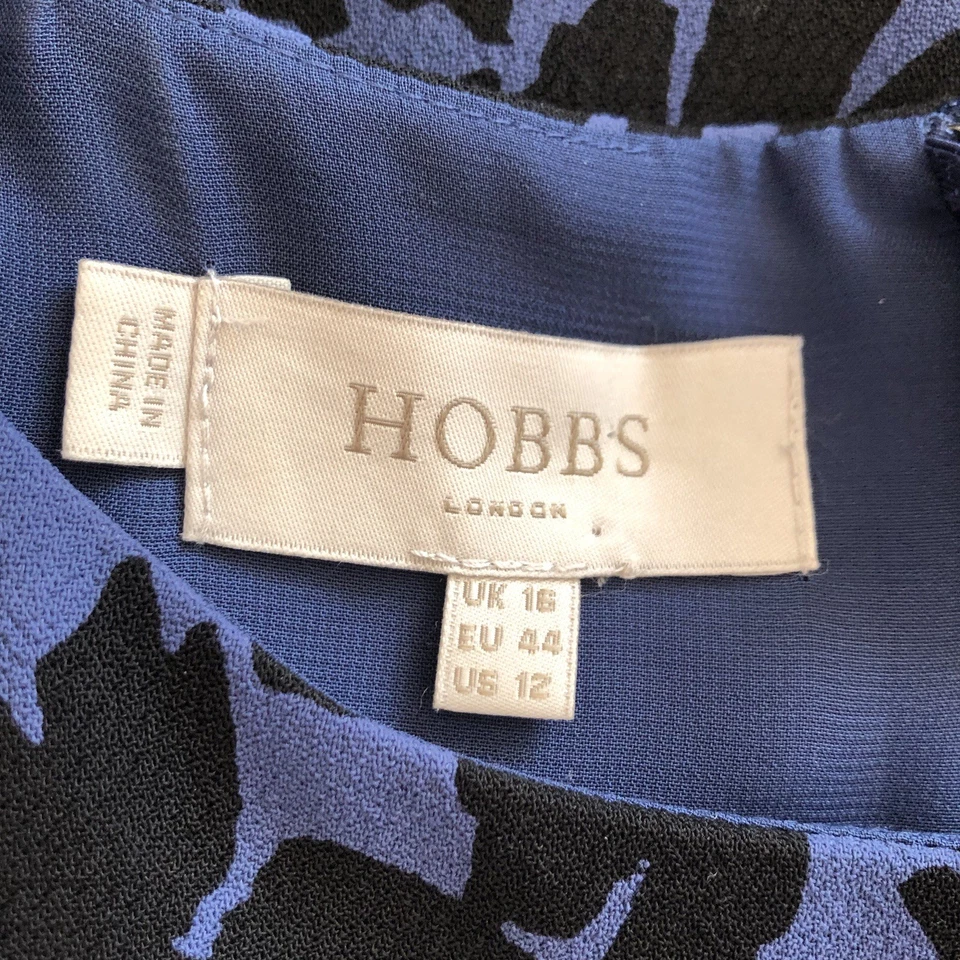 Hobbs Ladies Blue & Black Floral Smart Occasion Evening Party Date Work Dress,16 - Image 2 of 4