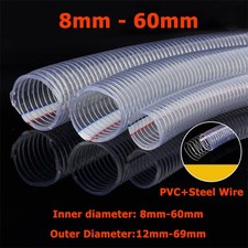 ID 8mm-60mm Heavy Duty Braided Wire Reinforced Clear Flexible PVC Hose Pipe Tube
