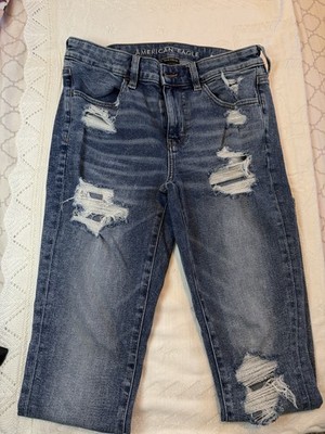 American Eagle Ripped Denim Jeans Dark Wash Distressed Look
