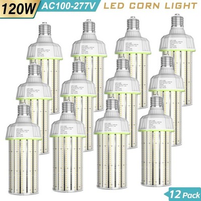 12 Pack 5000K Daylight, E39 Mogul Base, 120W LED Corn Light Bulb Warehouse Lamp