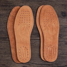 1 Pair Genuine Leather Insoles Cowhide Shoe Pads Men Comfortable Deodorant New