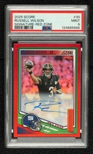 2025 Score Signatures Red Zone 14/20 Russell Wilson #30 PSA 9 MINT Auto 8d2