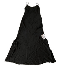 Asos Design Cami Maxi Slip Dress Women Size 10 Black Side Slits Spaghetti Straps