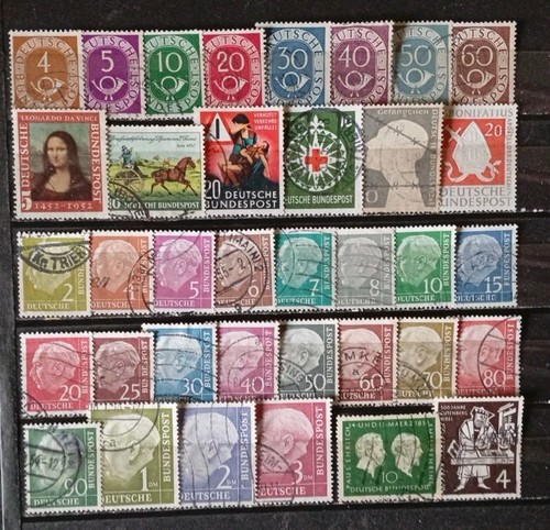 Y010 - 1951/54 Germany BRD RFT - 36 Used Stamps