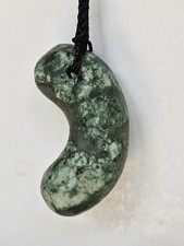 Awa Jade Magatama Natural Stone 1.85" x 0.98" 27g Japanese Jewelry Used