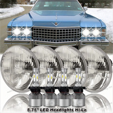 4pcs 5.75 5-34 Chrome Led Headlights For Cadillac Deville 62-74 Calais 65-74