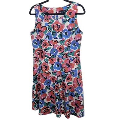 Tommy Hilfiger Women's Cotton Mini Sleeveless Floral Fit And Flare Dress Sz 12