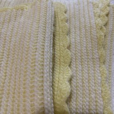 Vintage 1983 Handmade Crochet Yellow Baby Blanket 42 X 32