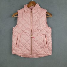 J Crew Crewcuts Quilted Vest Girls Medium Pink Mock Neck Full Zip Outerwear
