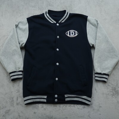 Dallas Football Varsity Bomber Jacket Men's XL Extra-Large Blue Gray Snap Texas