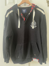 Triple Fat Goose Mens Sz L Embroidered Hooded Sweatshirt Respect True Black