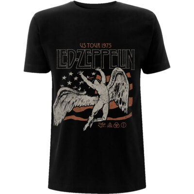 Led Zeppelin US 1975 Tour Flag Official Merchandise T-Shirt M/L/XL Neu