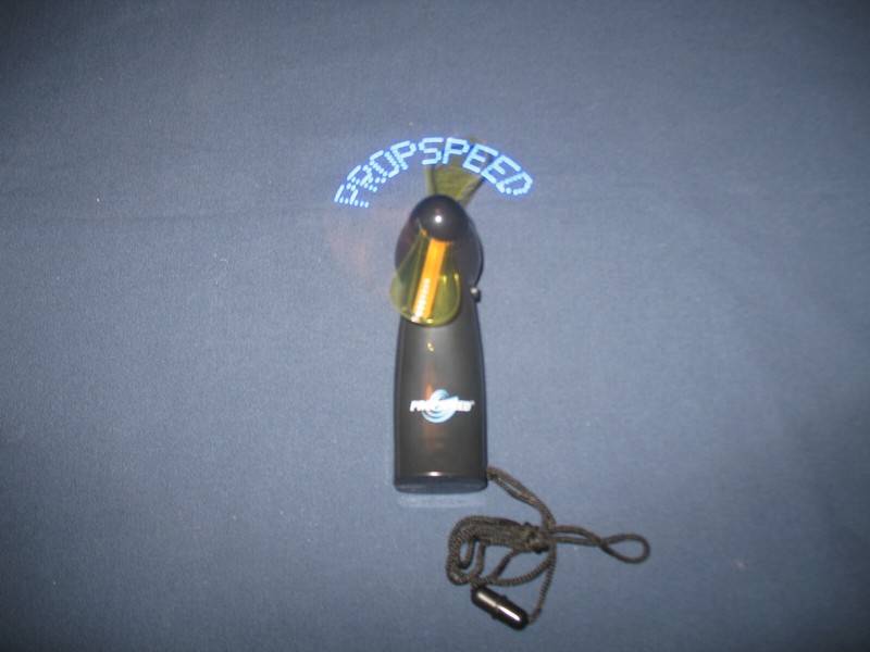 hand held battery operated fan, Propspeed advertising (batteries not included)
