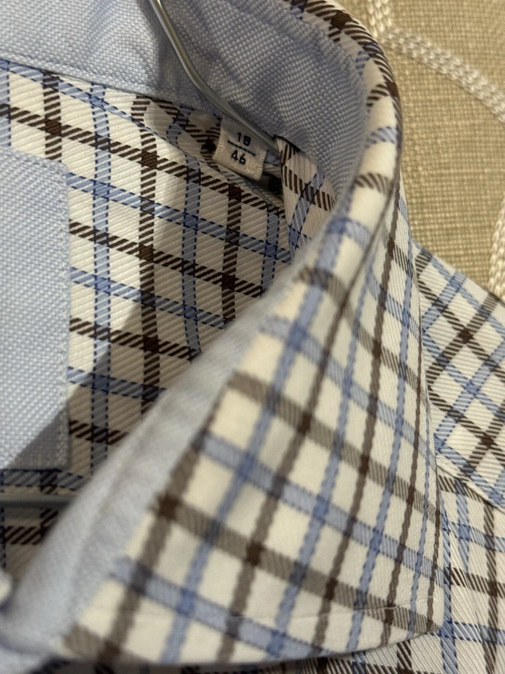 Stenstroms Dress Shirt Size 46 18 in Blue And Brown - Image 4 of 4