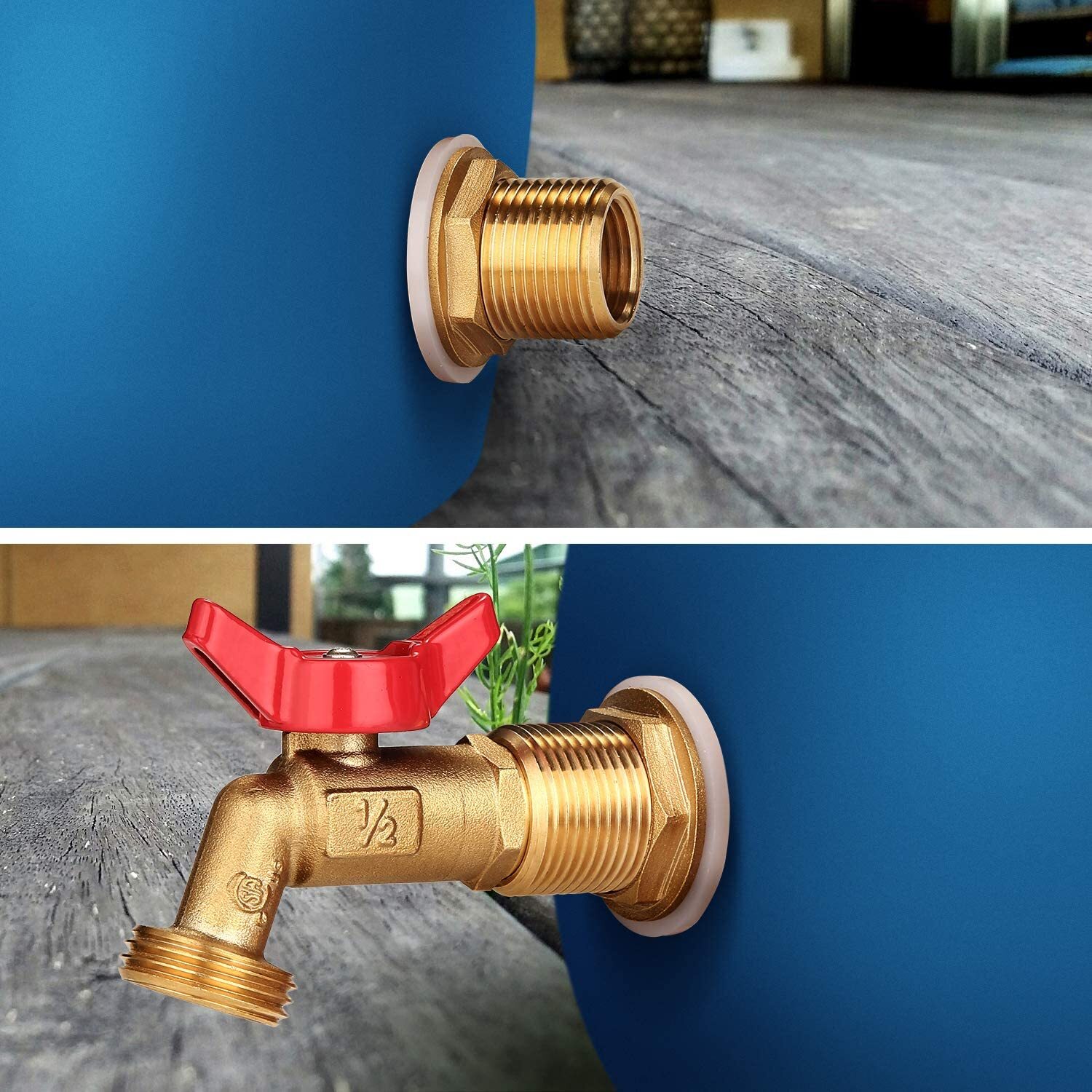 Brass Rain Barrel Spigot Quarter Turn Ball Valve Spigot with Bulkhead Fitting