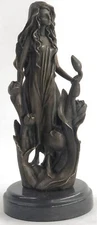 Signed Original Art Deco Blossom Girl By Mavchi Bronze Sculpture Figurine SALE