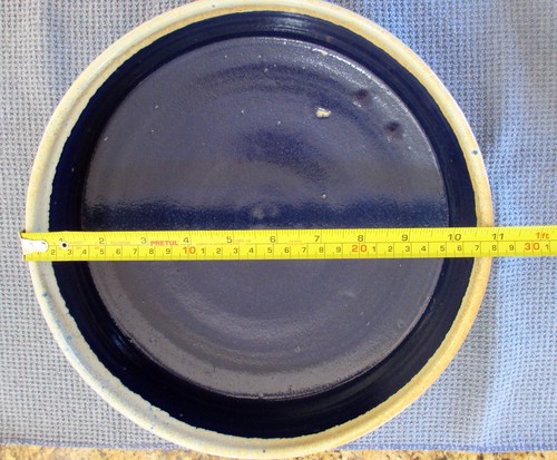 Stoneware Dark Blue Drip Glaze and Beige Large Heavy Platter 11' D 3.5" H - Bild 8 von 9