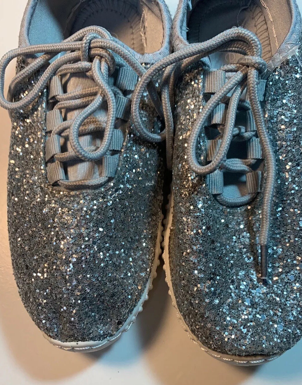 Epicstep Girls Silver Glitter Tennis Shoe Sneakers Size 3 eBay
