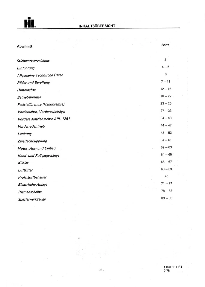 IHC Werkstatthandbuch Fahrgestell für Traktor 433 533 633 733 - Bild 2 von 2