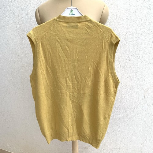 BALLANTYNE Lambswool sweater Size L Sleeveless Yellow Made In Scotland #Z32 - Picture 6 of 10