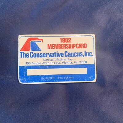 Vintage 1982 Conservative Caucus Membership Card TCC Benefits National Virginia