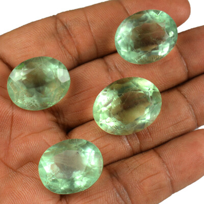 154 Karat / 4 Stück Großhandel Menge Natürliches Grün Fluorit Oval Cut Form Lose