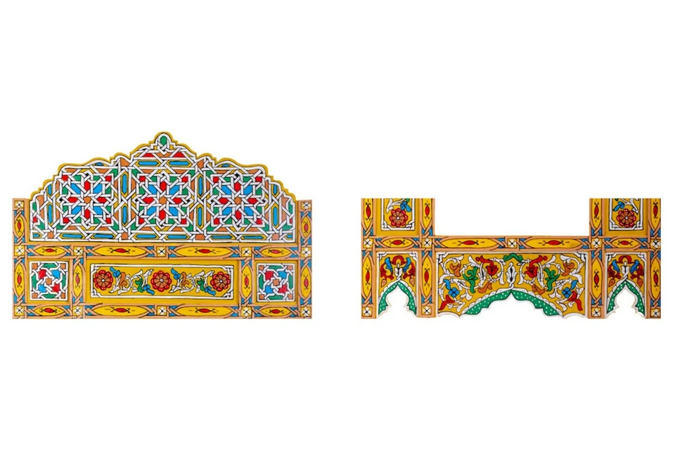 Set of 2 Painted Yellow hanging mirror frame, Moroccan Vintage farmhouse decor - Image 3 of 4