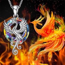 Fashion Colorful Crystal Firebird Phoenix Wings Pendant Necklace Creative Gift