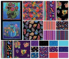 Feline Drive Fabric Fat Quarter Bundle FANTASTICATS Laurel Burch 21 FQs Panel