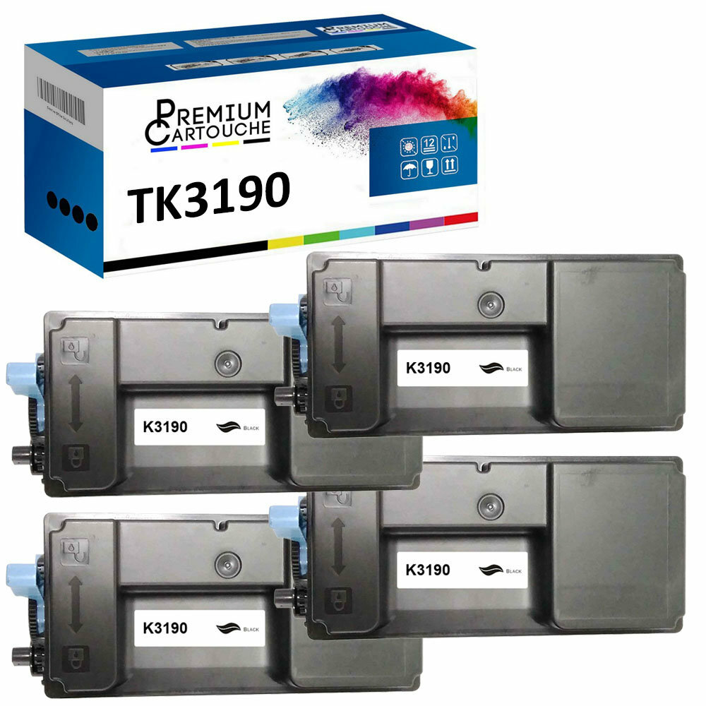 Toner TK3190 Kyocera Noir Haute Performance - Lot de 4 Cartouches Fiables au Rendement Optimal